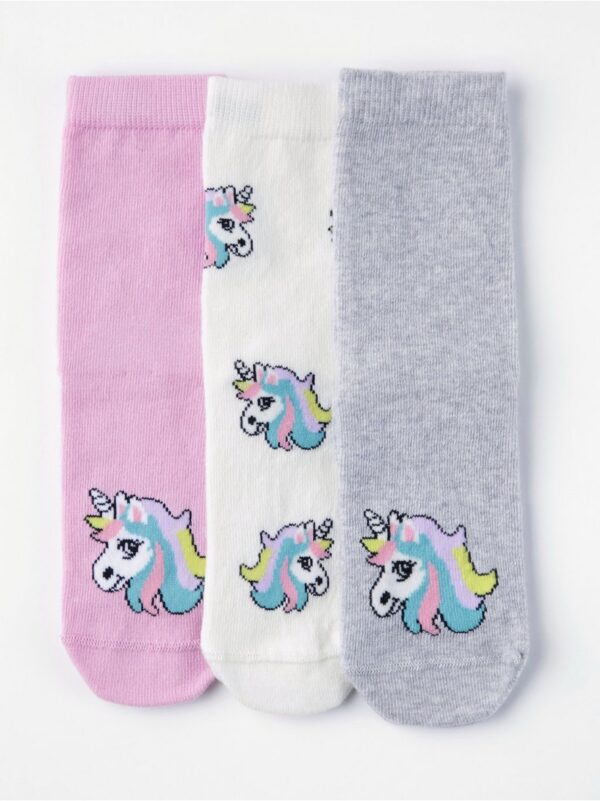 3-pack socks with antislip and unicorns - 8416394-3703