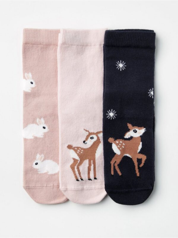 3-pack socks with antislip and animals - 8416475-8493