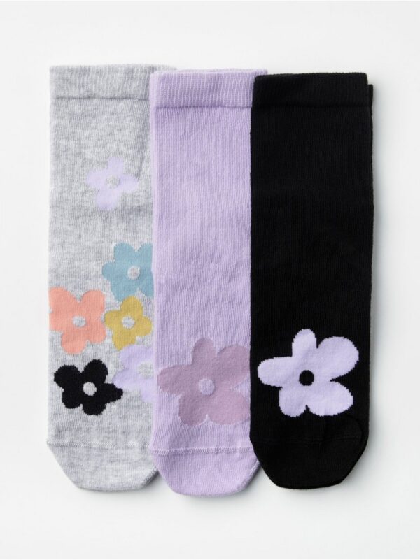 3-pack socks with flowers - 8416476-9955