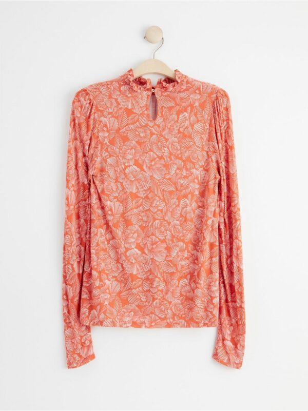 Long sleeve top with frill neck - 8417265-2493