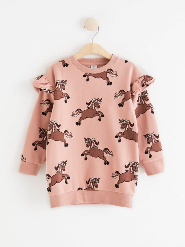 Sweatshirt with frill shoulders and unicorns - 8422211-8493