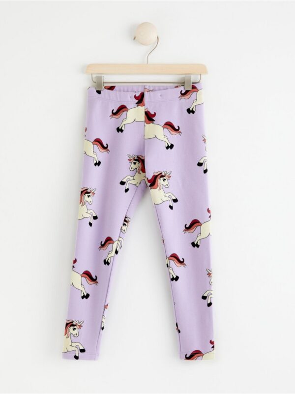 Leggings with brushed inside and unicorns - 8422212-9955