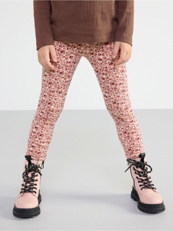 Leggings with brushed inside and flowers - 8422215-7420