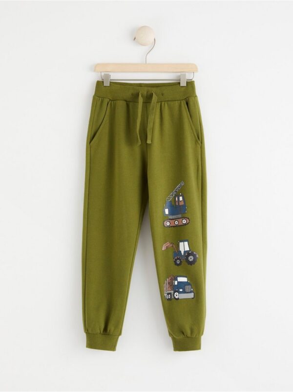 Sweatpants with brushed inside and working trucks - 8423429-1945