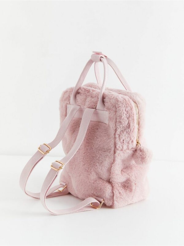 Fake-fur backpack with cat motif - 8426818-7658