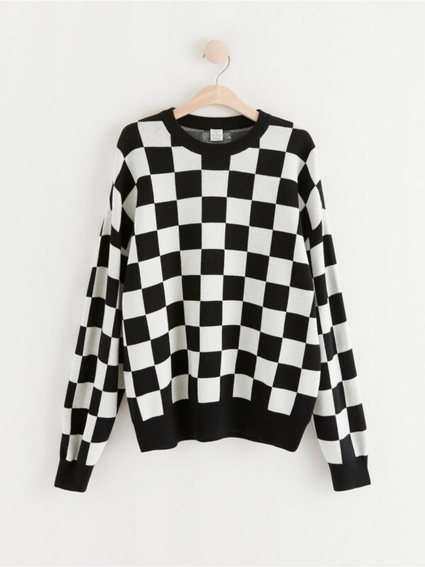 Knitted checked sweater - 8427481-80