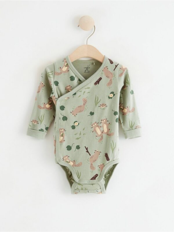 Wrap bodysuit with otters - 8428227-3905