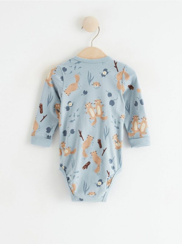 Wrap bodysuit with otters - 8428227-7954