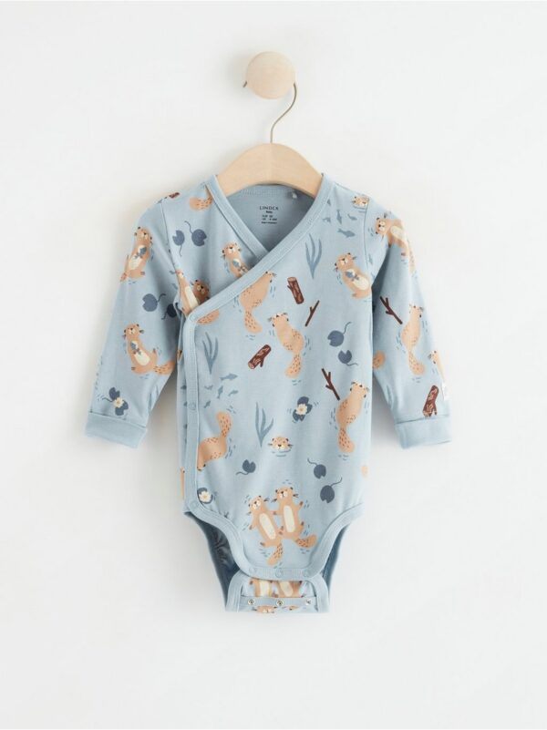 Wrap bodysuit with otters - 8428227-7954