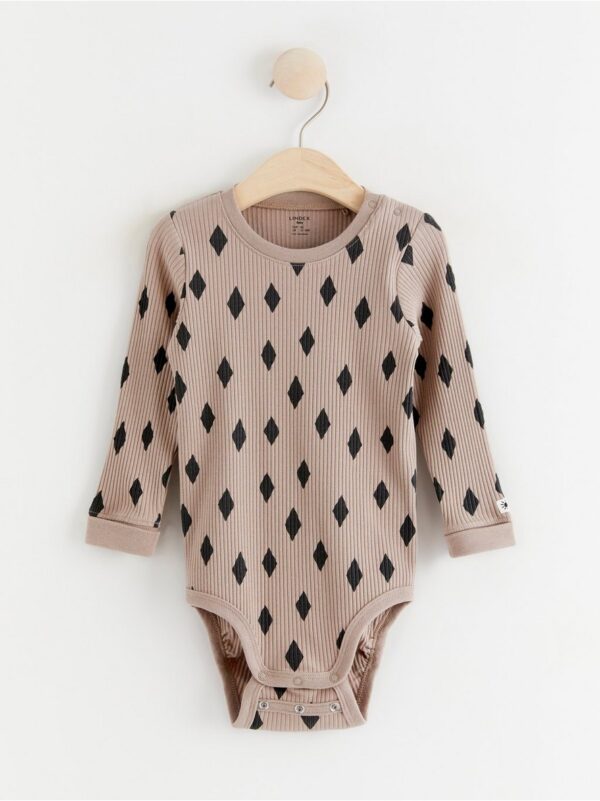 Long sleeve ribbed bodysuit with print - 8428973-9770