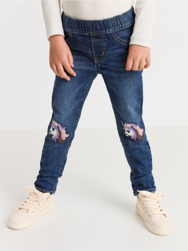 SARA Slim regular waist jeans with print to knees - 8430017-790
