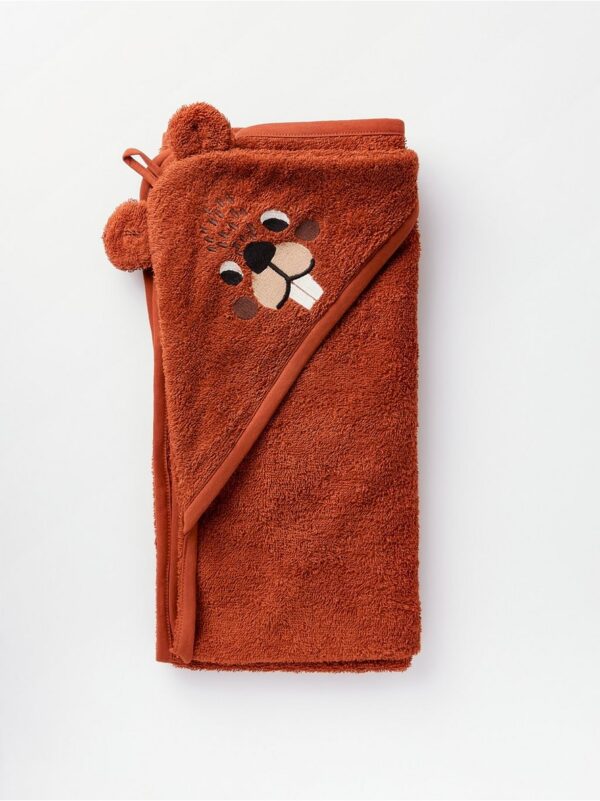 Terry bath towel with beaver hood - 8435397-7333