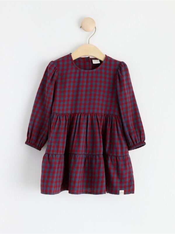 Long sleeve checked flannel dress - 8436196-9348