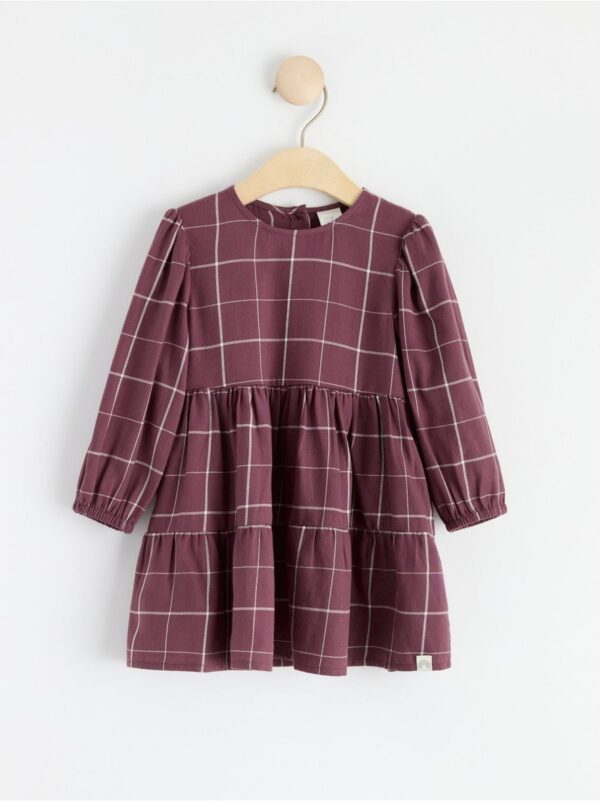Long sleeve checked flannel dress - 8436196-9439