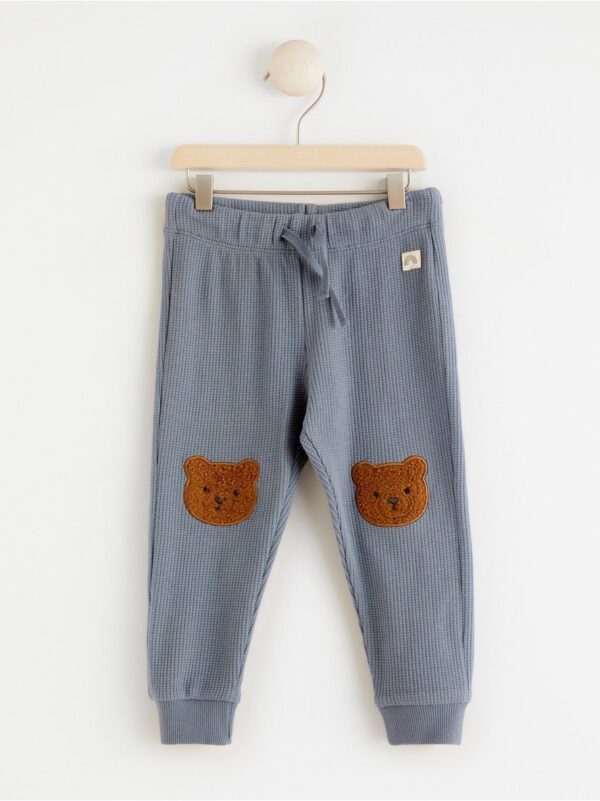 Waffled trousers with bear knee patches - 8438048-8419