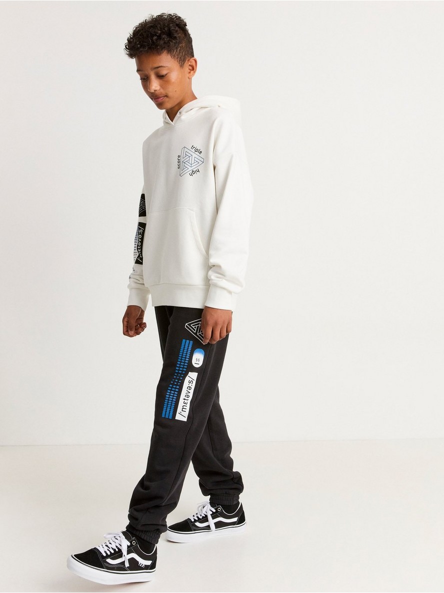 Sweatpants with print and brushed inside - 8438258-2574