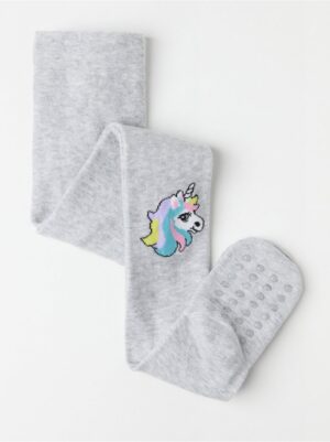 Fine knit tights with unicorns - 8438751-7196