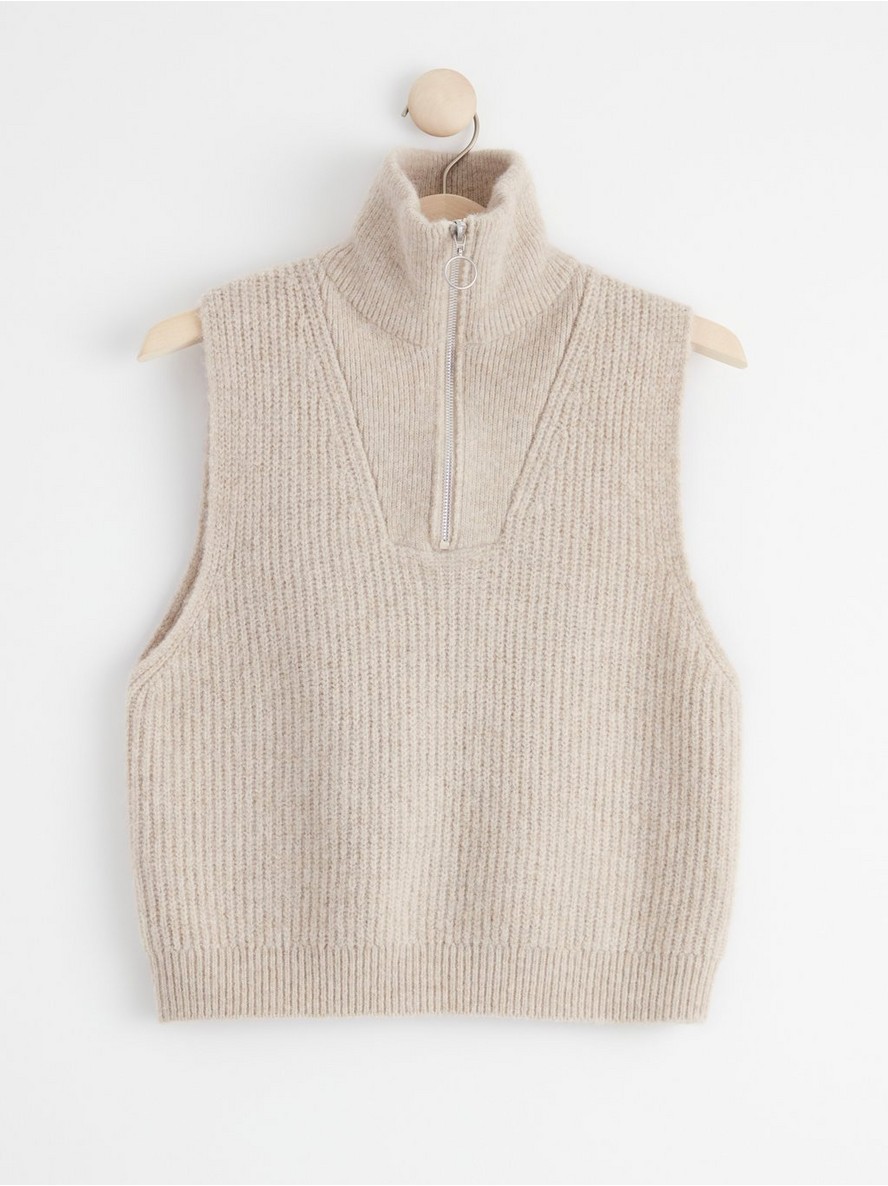 Knitted vest with collar - 8439552-9805