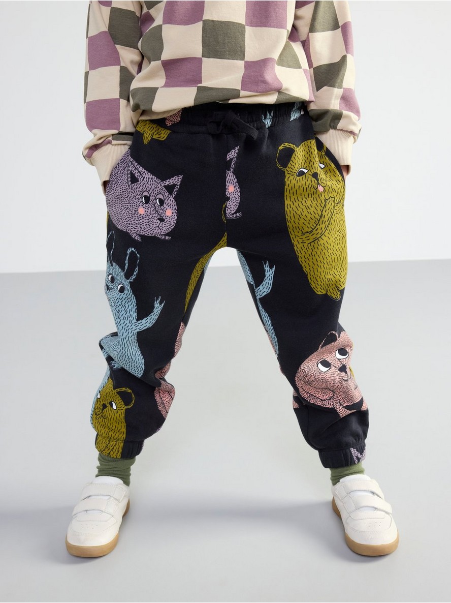 Sweatpants with animal print and brushed inside - 8441620-6959