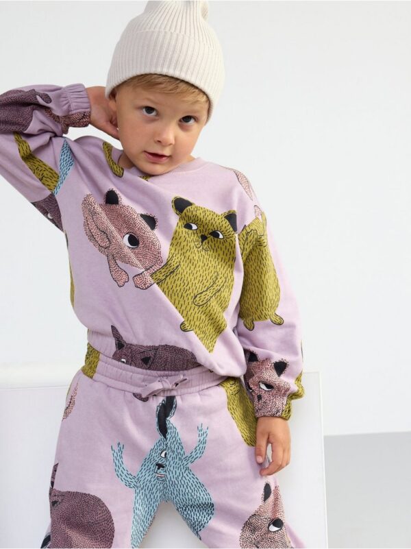 Sweatshirt with animals and brushed inside - 8441659-8121
