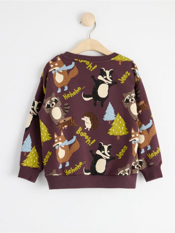 Sweatshirt with brushed inside and forest animals - 8443223-8596