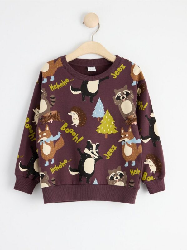 Sweatshirt with brushed inside and forest animals - 8443223-8596
