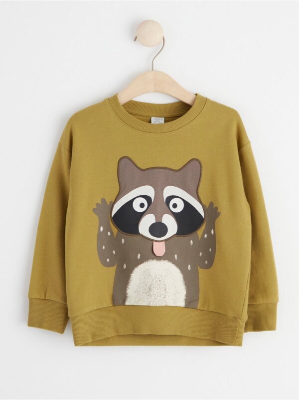 Sweatshirt with raccoon and brushed inside - 8443224-5287