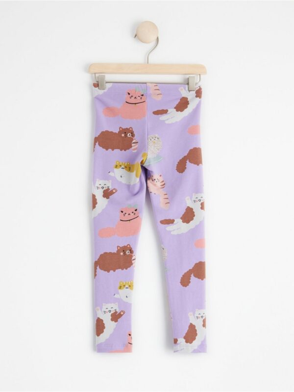 Leggings with cats and brushed inside - 8448257-9955