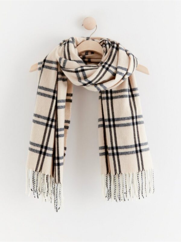 Checked scarf with fringes - 8449092-9427