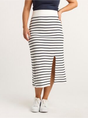 Striped midi skirt with side slit - 8452770-70