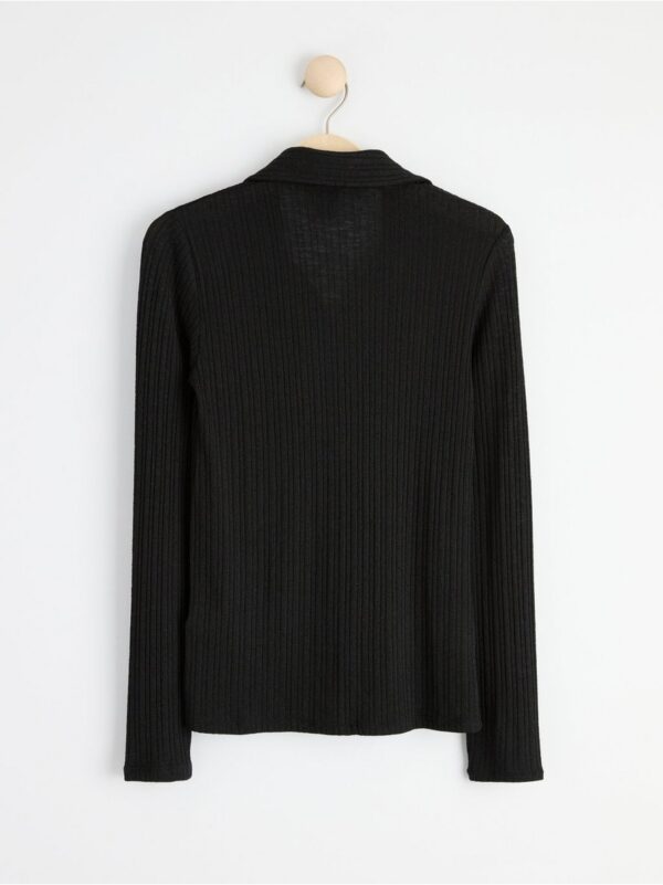 Ribbed long sleeve top with collar - 8453621-80