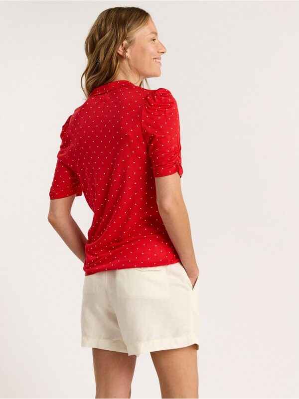 Short sleeve top with front gathering - 8454406-7855