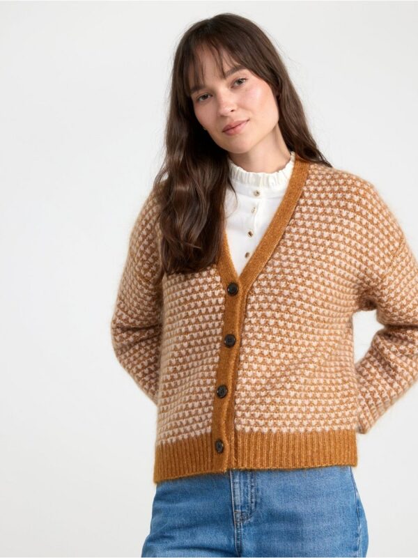 Patterned cardigan in mohair blend - 8457187-9478