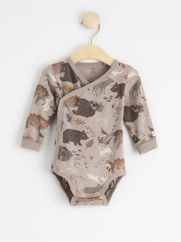 Wrap bodysuit with forest animals - 8457581-9770