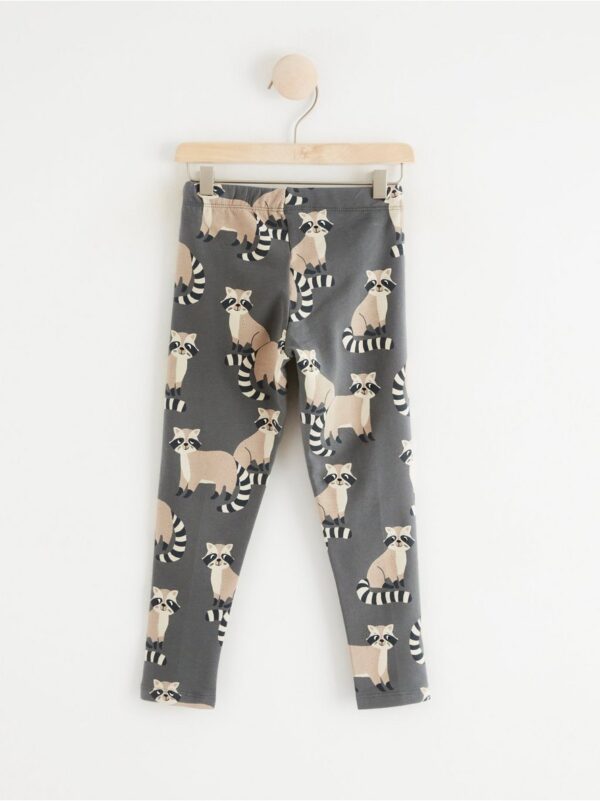 Leggings with brushed inside and raccoons - 8459838-7486