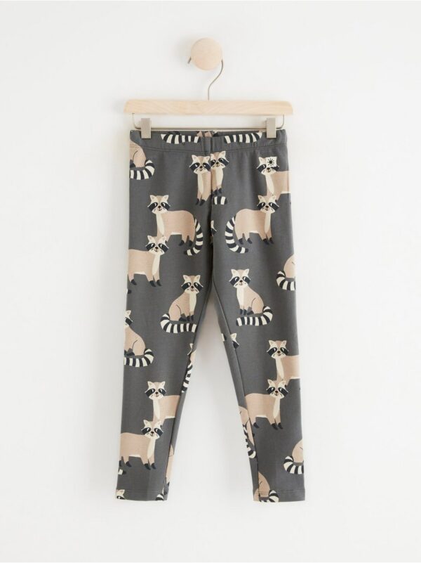 Leggings with brushed inside and raccoons - 8459838-7486