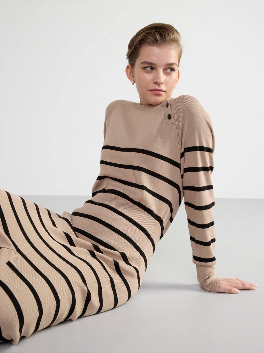 Knitted midi dress with stripes - 8460155-8659