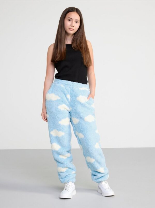 Pile trousers with clouds - 8460726-2199