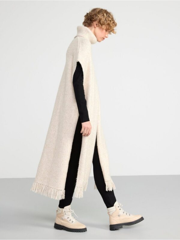 Knitted roll neck poncho - 8461424-9805