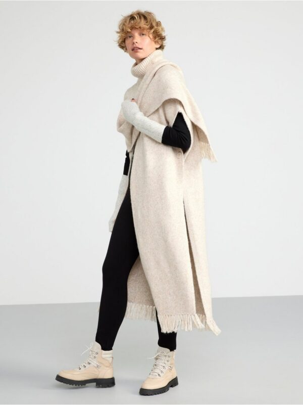Knitted roll neck poncho - 8461424-9805