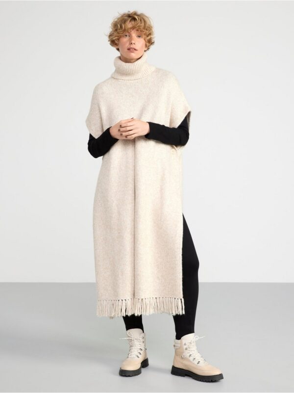 Knitted roll neck poncho - 8461424-9805