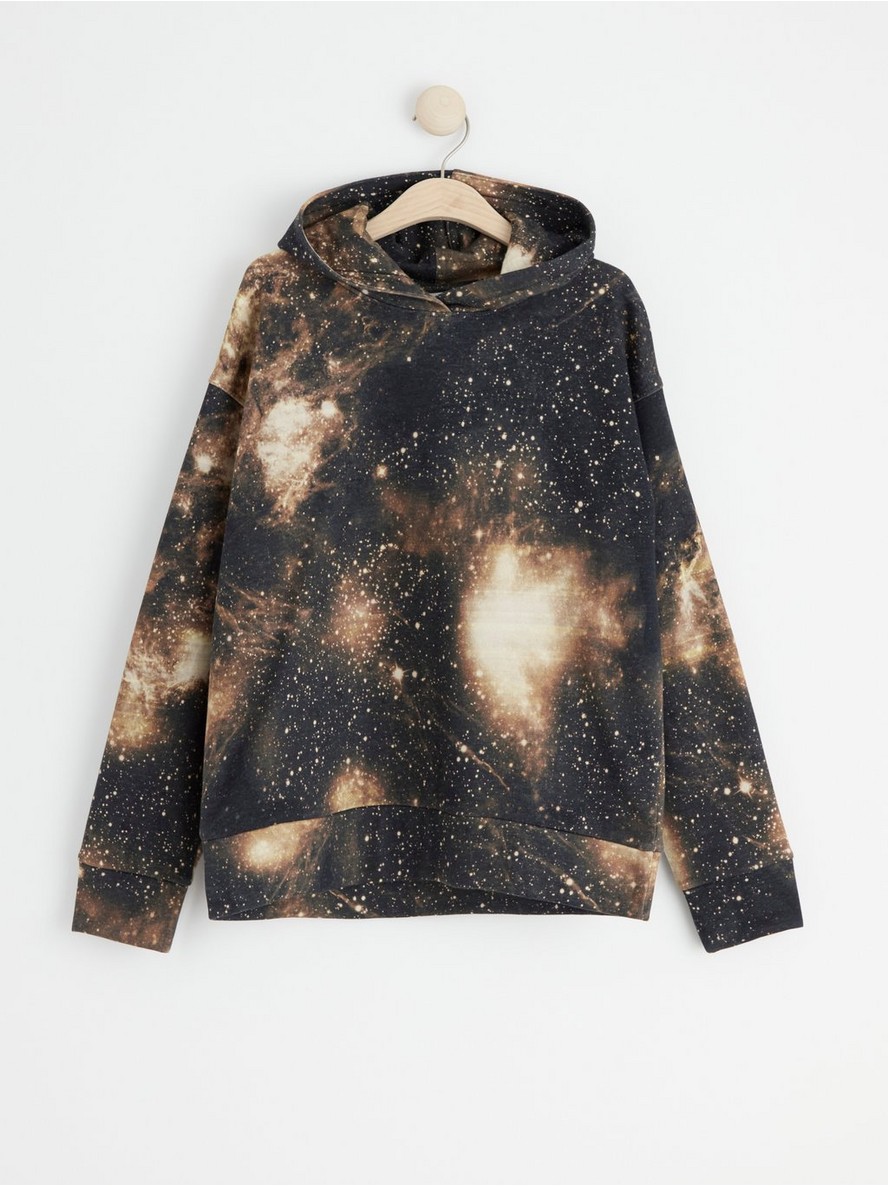 Hoodie with space print and brushed inside - 8463599-215