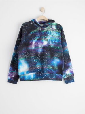 Hoodie with space print and brushed inside - 8463599-2521