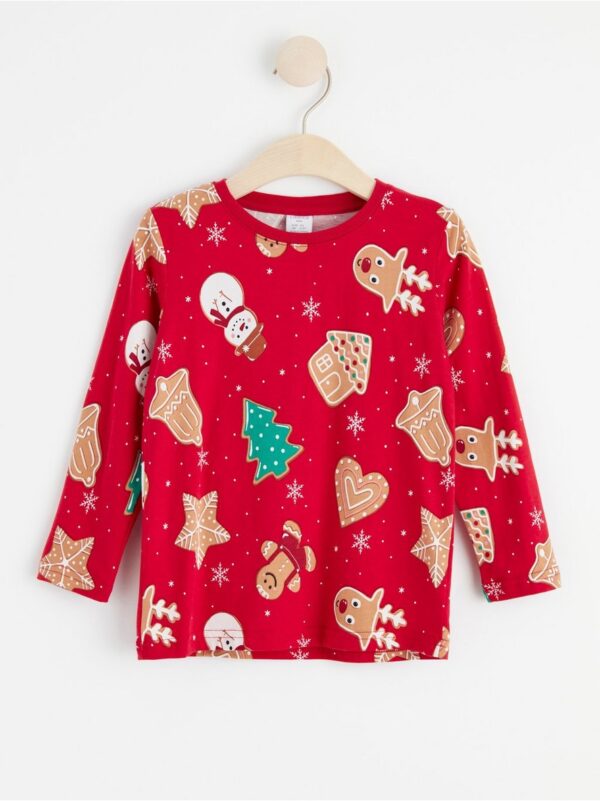 Long sleeve top with gingerbread cookies - 8467057-7251