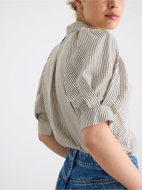Striped puff sleeve blouse - 8467422-1230