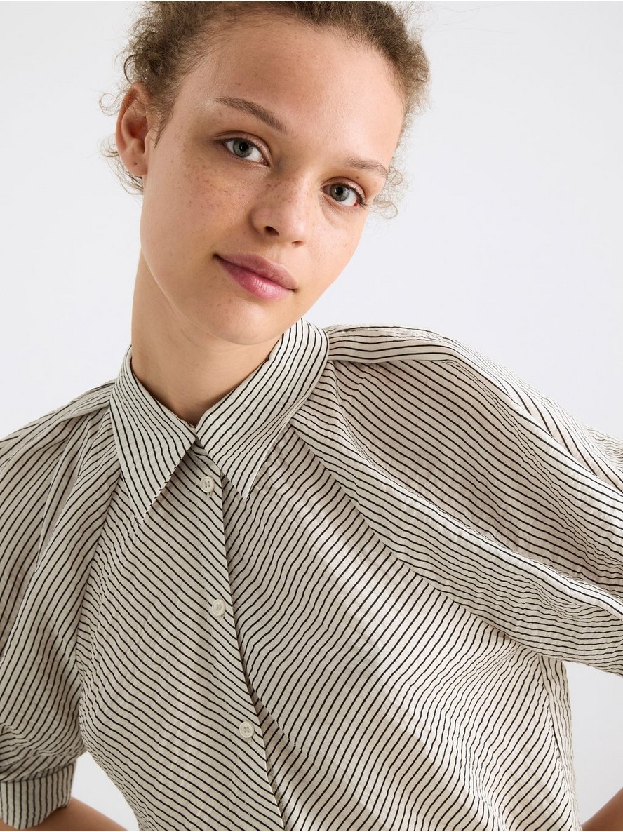 Bluza – Striped puff sleeve blouse