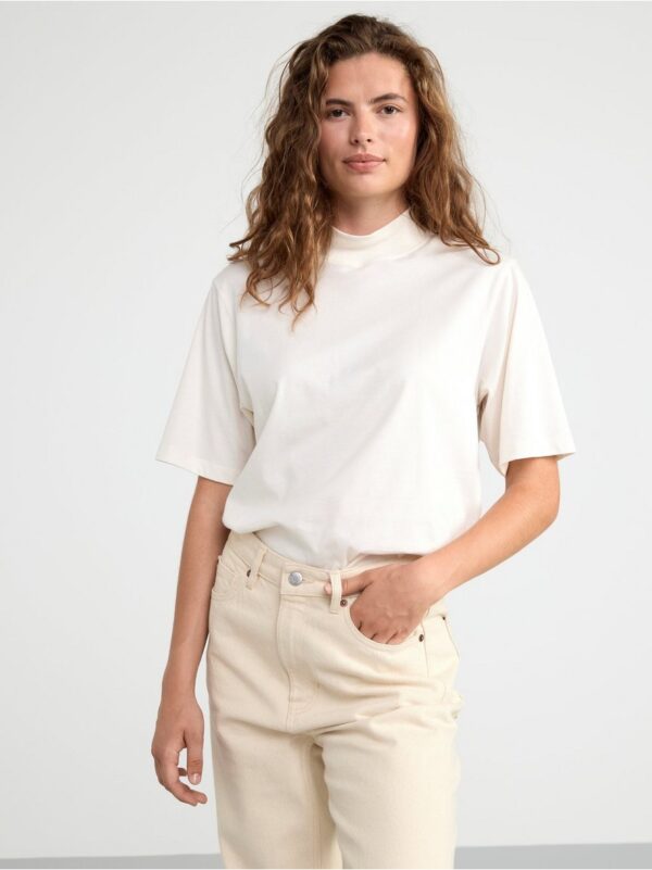 Short sleeve top with mock neck - 8468178-7862