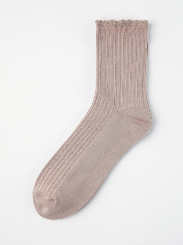 Ribbed socks with frill trim - 8475606-9968