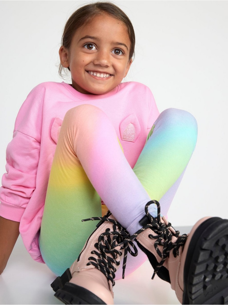Leggings with rainbow print and brushed inside - 8475790-1031