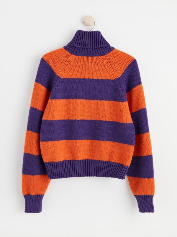 Knitted turtleneck jumper with stripes - 8483308-8669